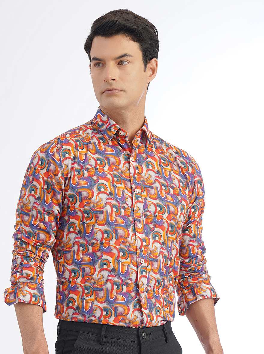 Multicolor Printed Slim Fit Casual Shirt | JadeBlue
