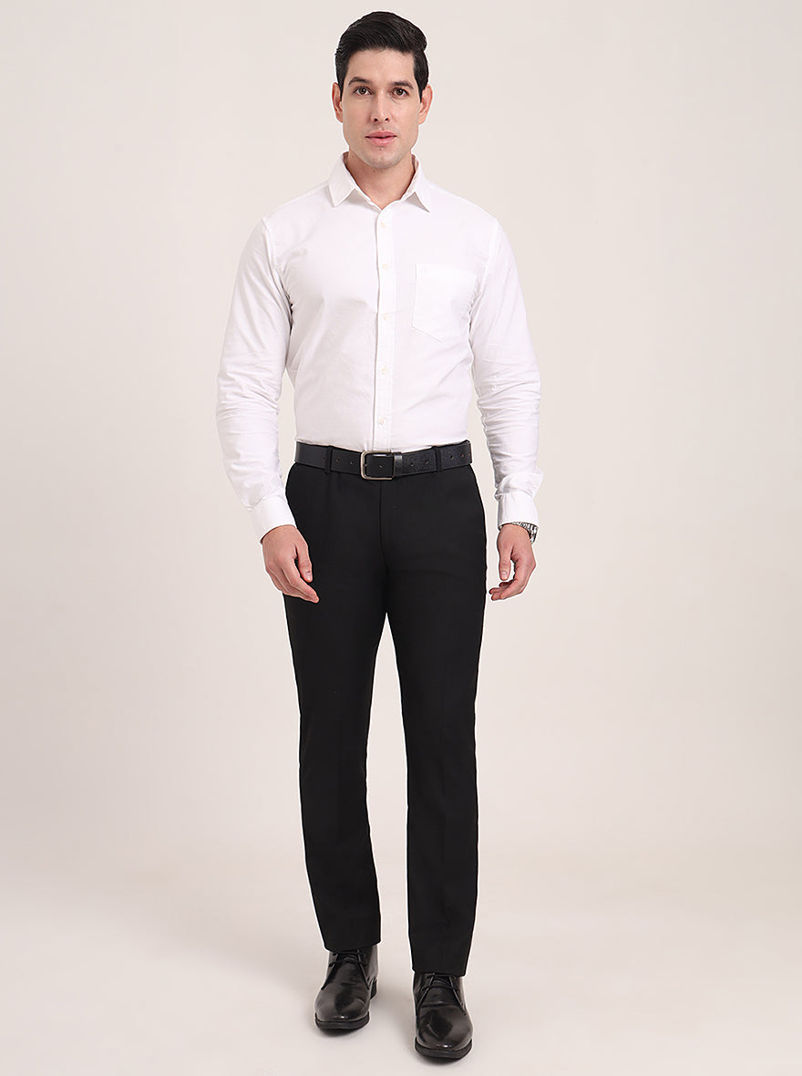 Black Solid Super Slim Fit Formal Trouser | JadeBlue Youth