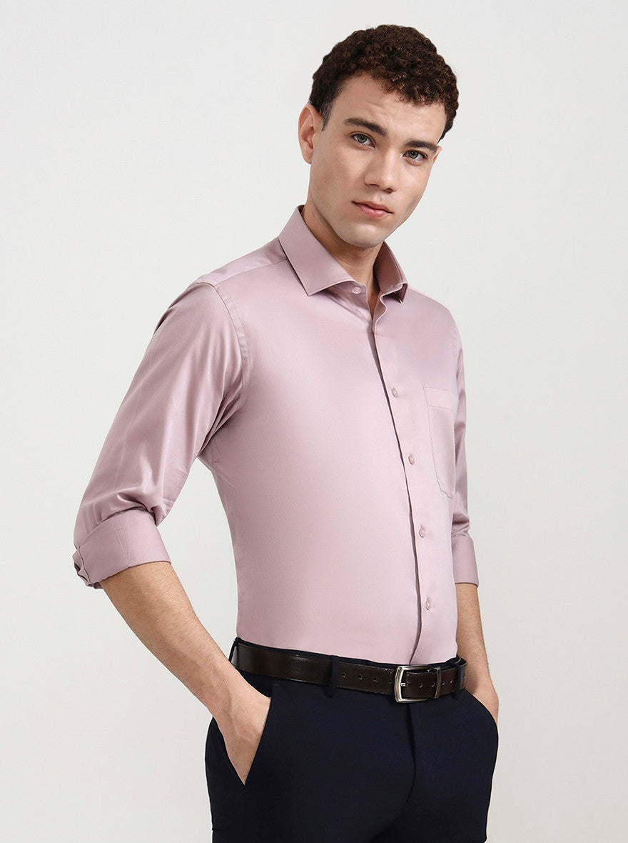 Dusty Pink Solid Slim Fit Formal Shirt | Metal
