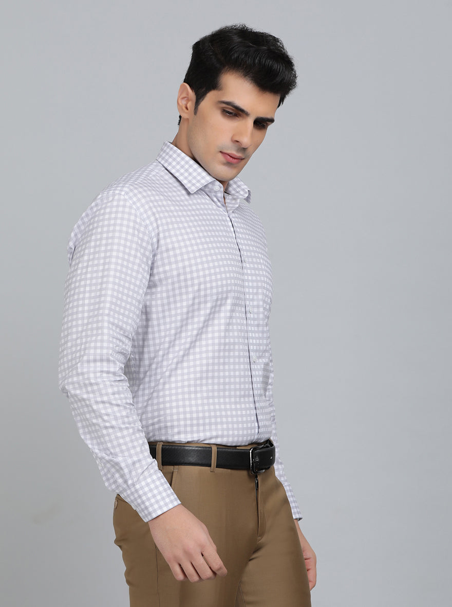 White Checked Regular Fit Formal Shirt | JadeBlue