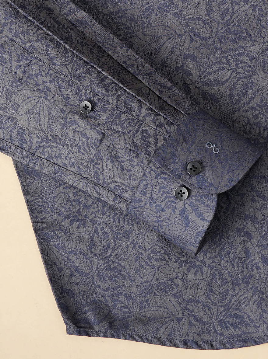 Blue Solid Slim Fit Formal Shirt | Metal