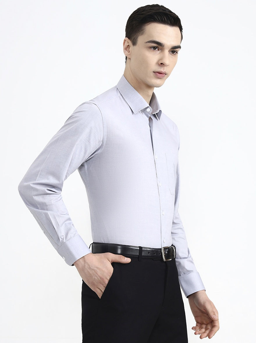 Dark Grey Solid Regular Fit Formal Shirt | JadeBlue