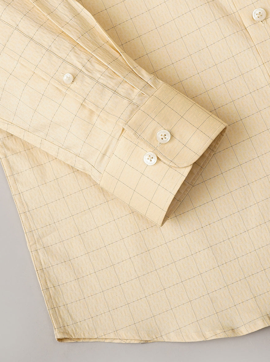 Yellow Checked Slim Fit Formal Shirt | JadeBlue Youth