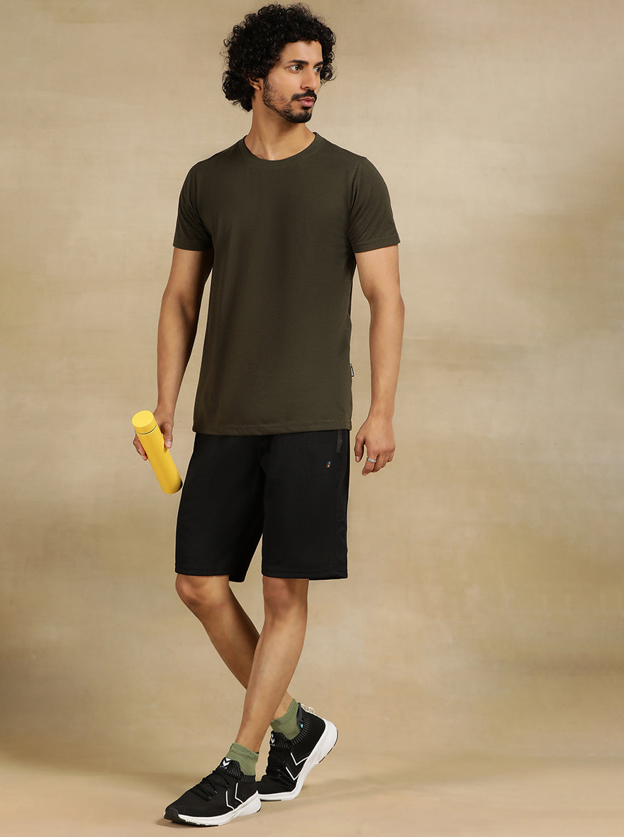 Black Solid Slim Fit Shorts | Jade Play