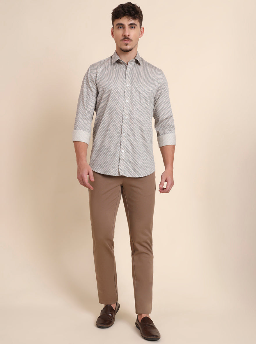 Khaki Solid Uno Fit Casual Trouser | JadeBlue