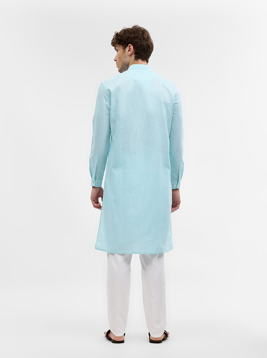 Blue Solid Modi Kurta | JadeBlue