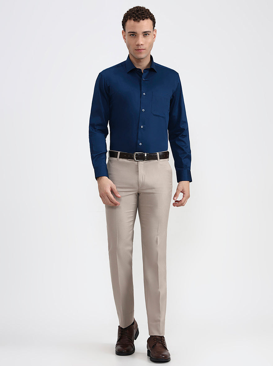Sailor Navy Solid Slim Fit Formal Shirt | Metal