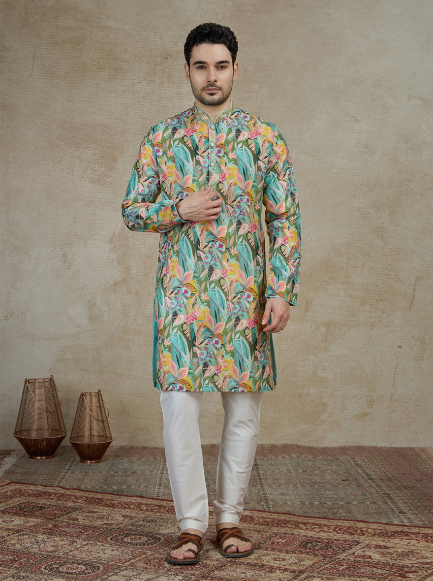 Green Printed Kurta Pajama | Virasana
