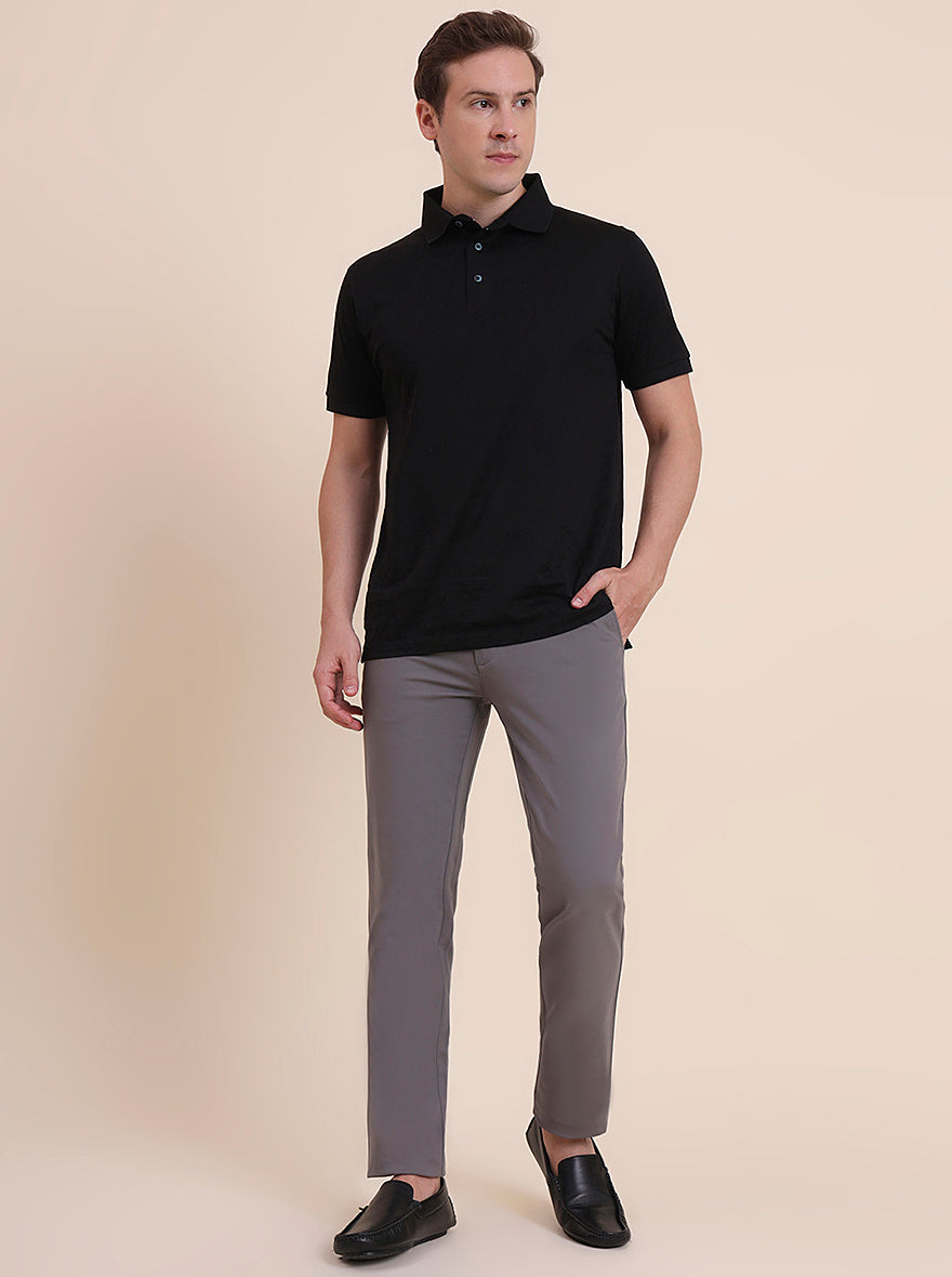 Grey Solid Uno Fit Casual Trouser | JadeBlue