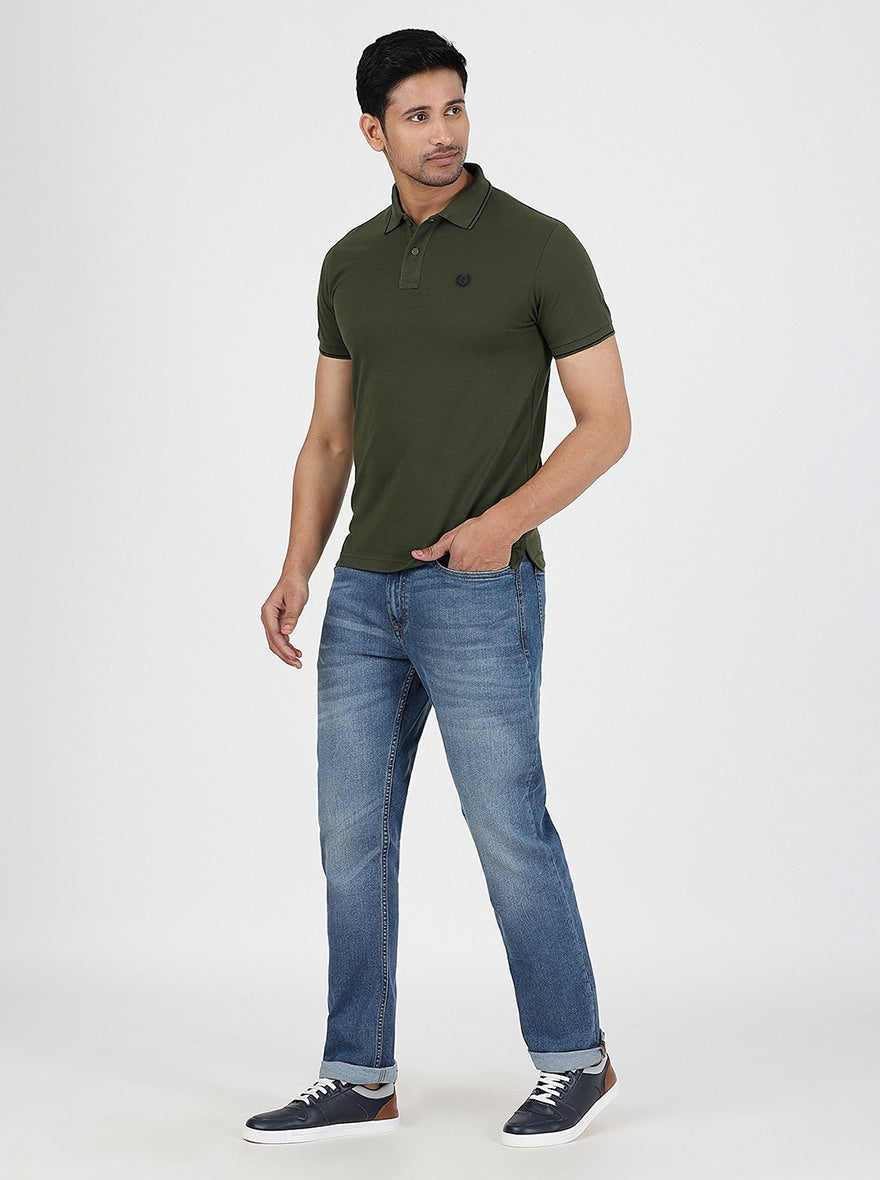 Blue Washed Straight Fit Jeans | JadeBlue