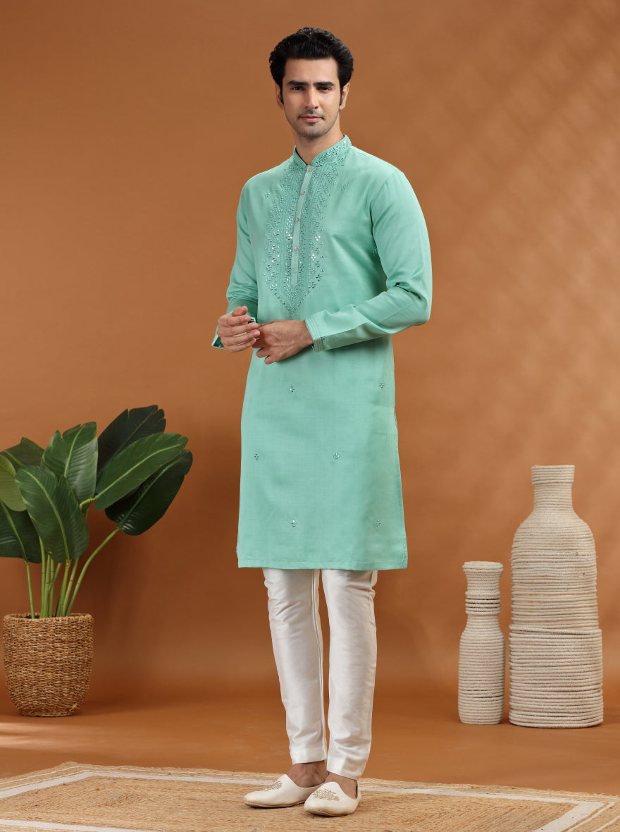 Green Embroidered Kurta Pajama | TULA