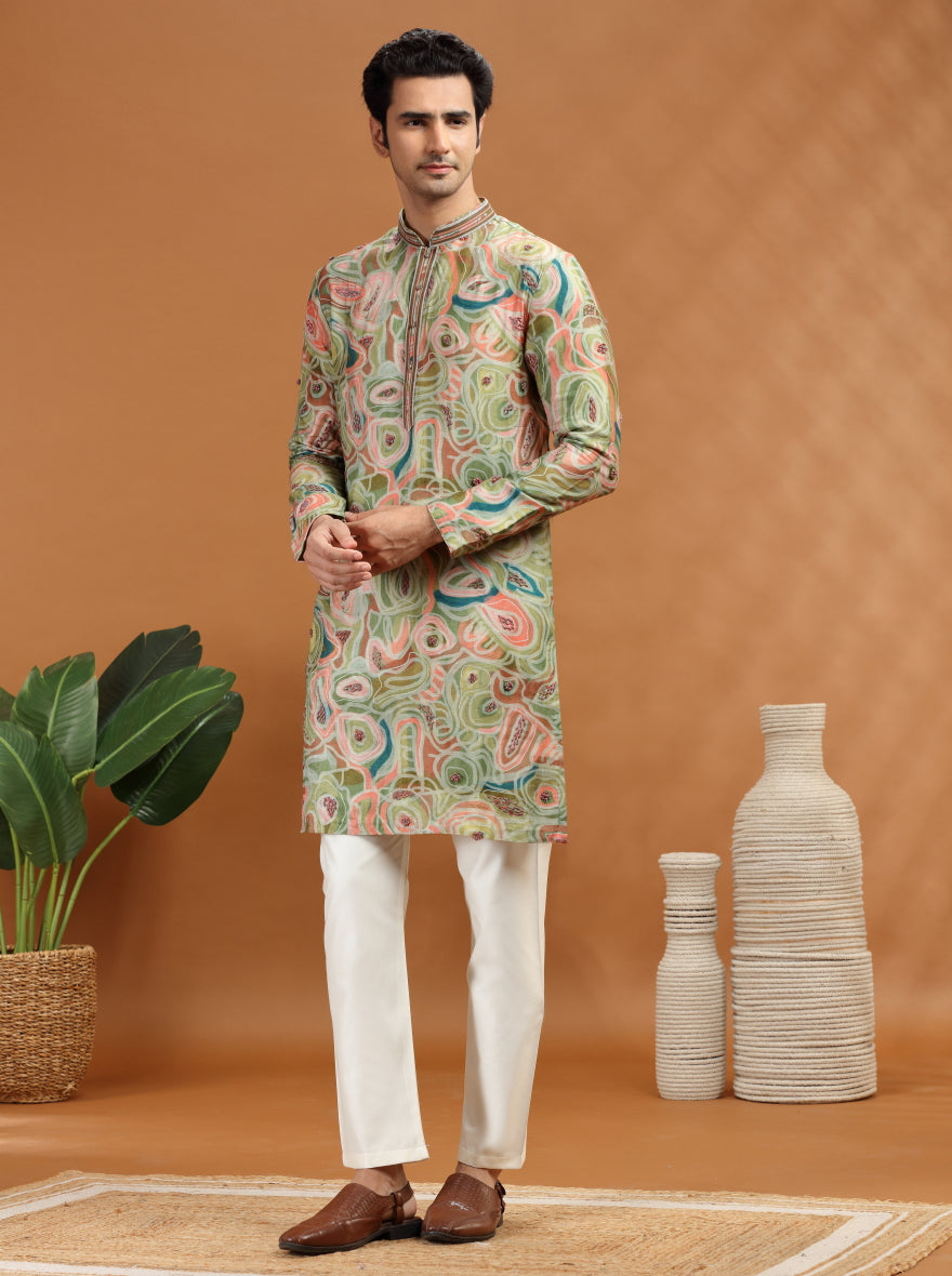 Green Printed Kurta Pajama | TULA