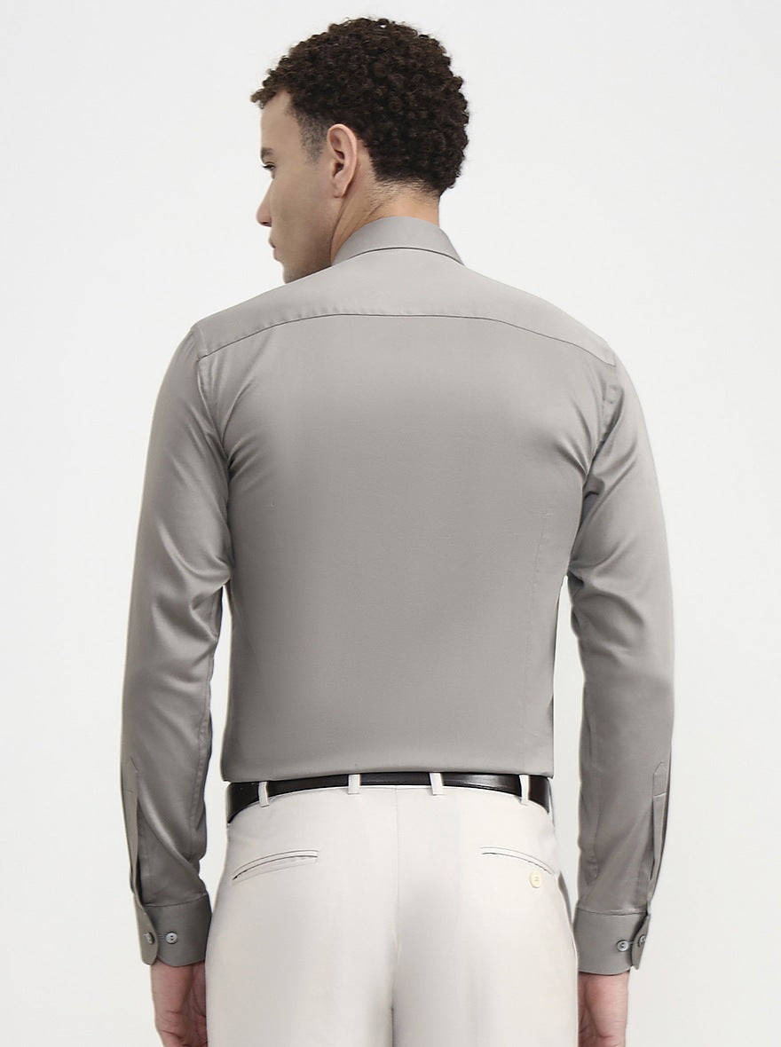 Dark Grey Solid Slim Fit Party Wear Shirt | Wyre