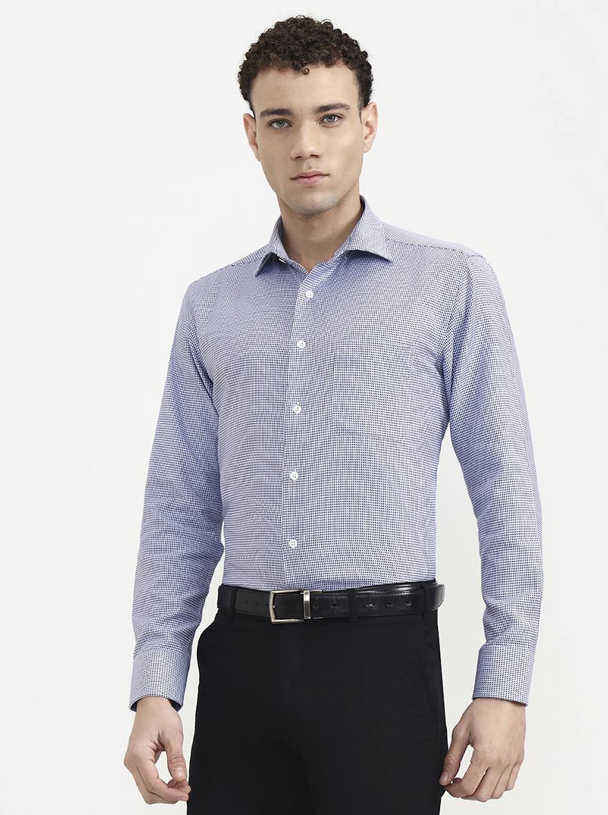 Sky Blue Solid Slim Fit Formal Shirt | JadeBlue Super Luxe