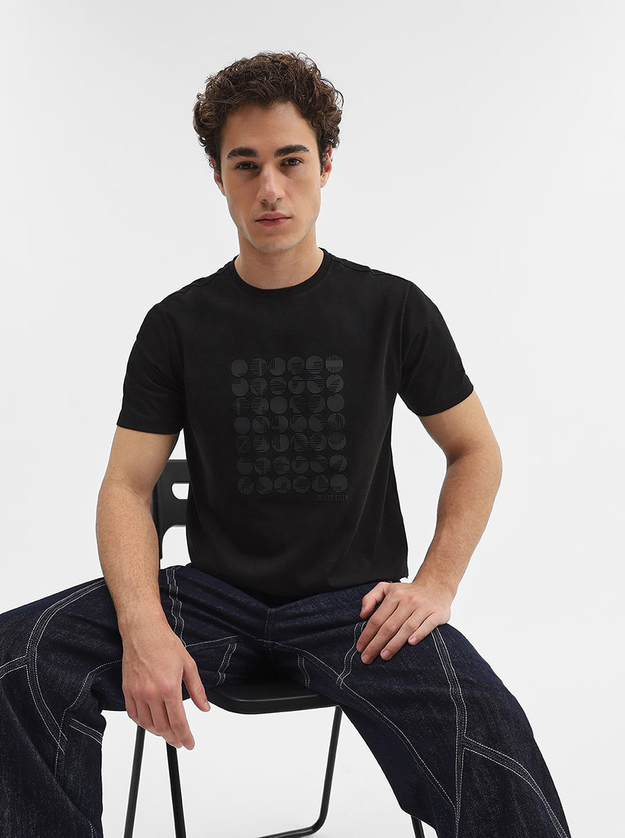 Black Printed Slim Fit T-Shirt | JadeBlue