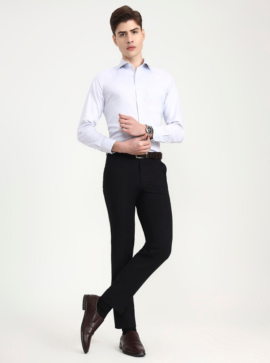 Black Solid Slim Fit Formal Trouser | Wyre