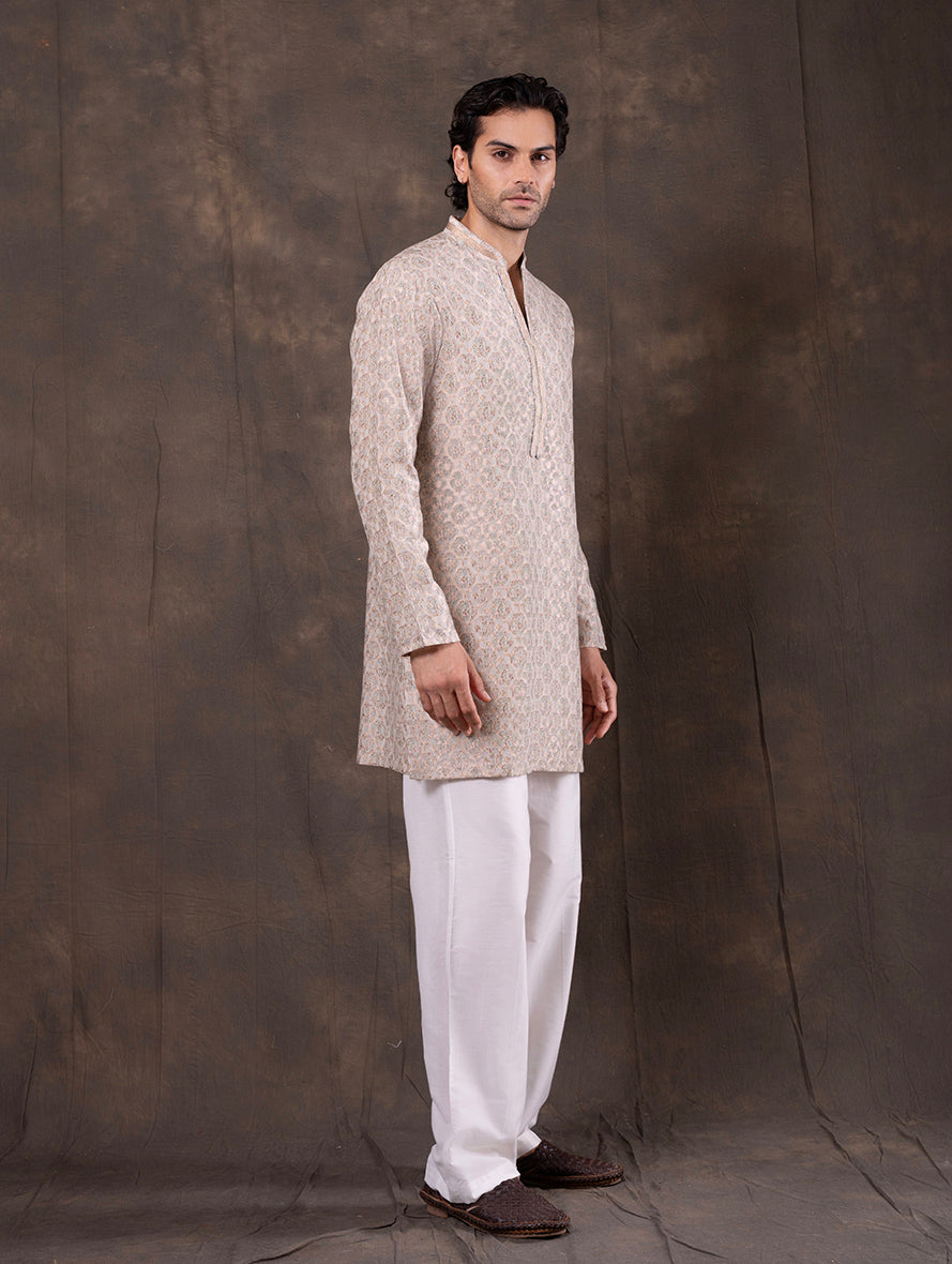 Cream Printed Kurta Pajama | Virasana