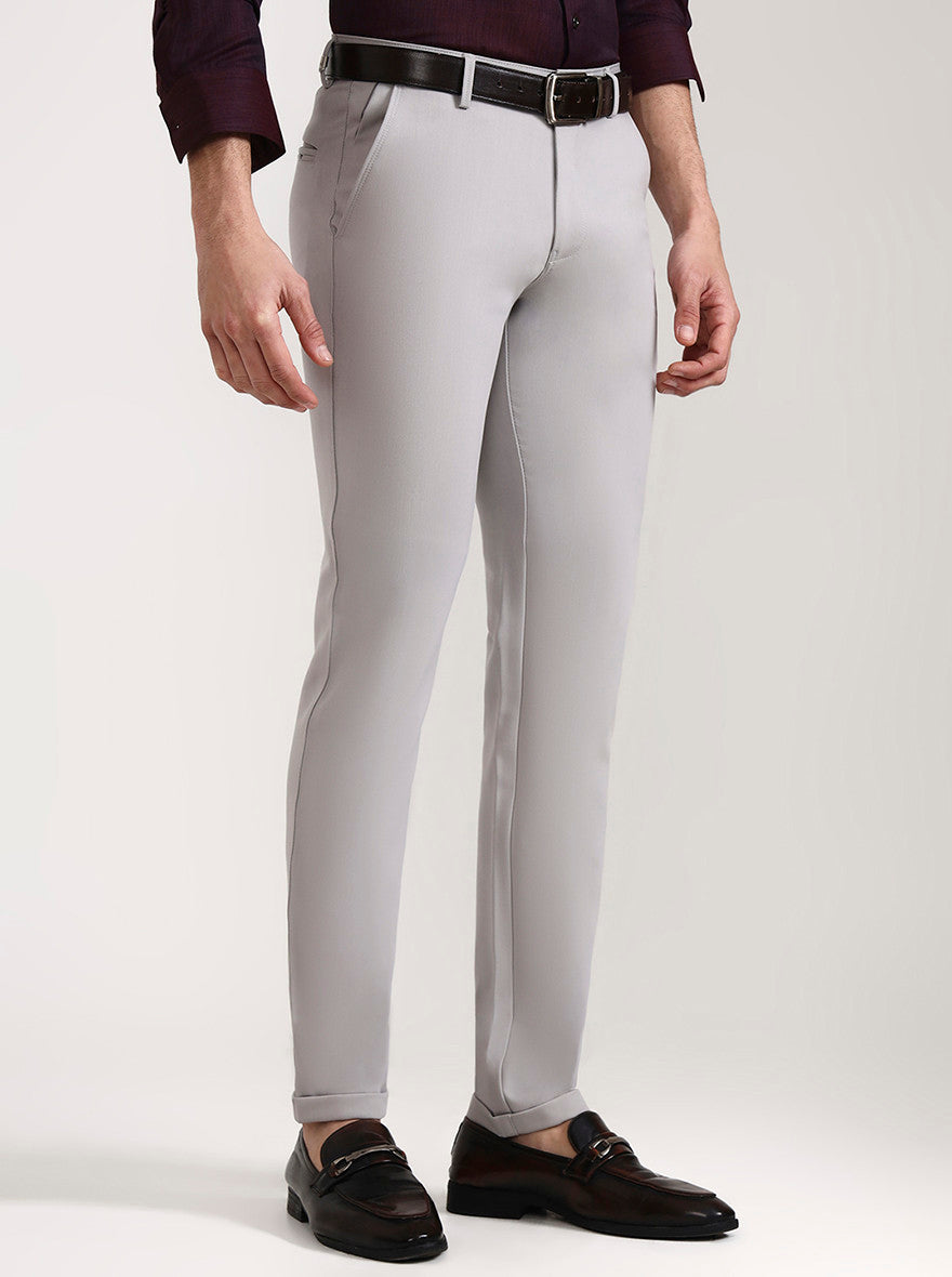 Grey Solid Slim Fit Club Wear Trouser | Wyre