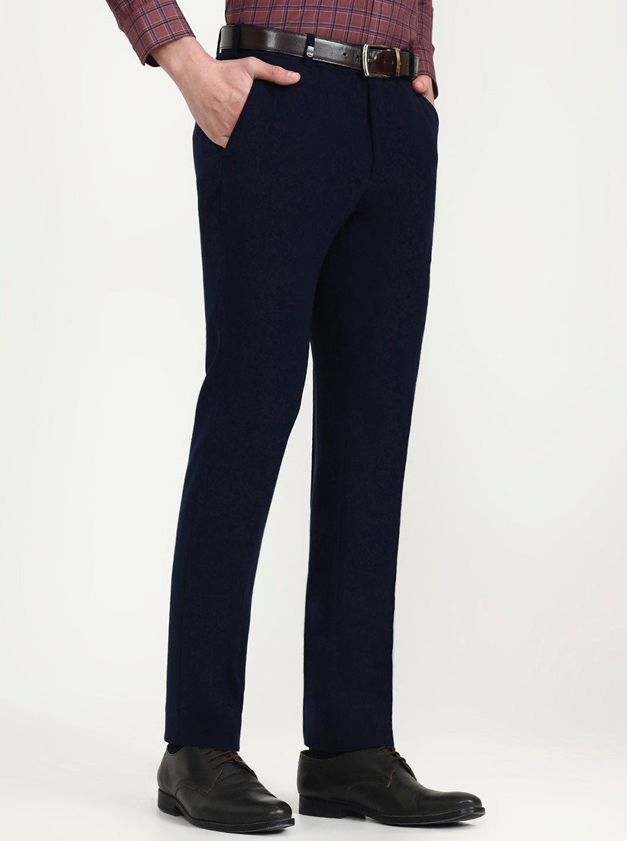 Blue Solid Slim Fit Club Wear Trouser | Wyre