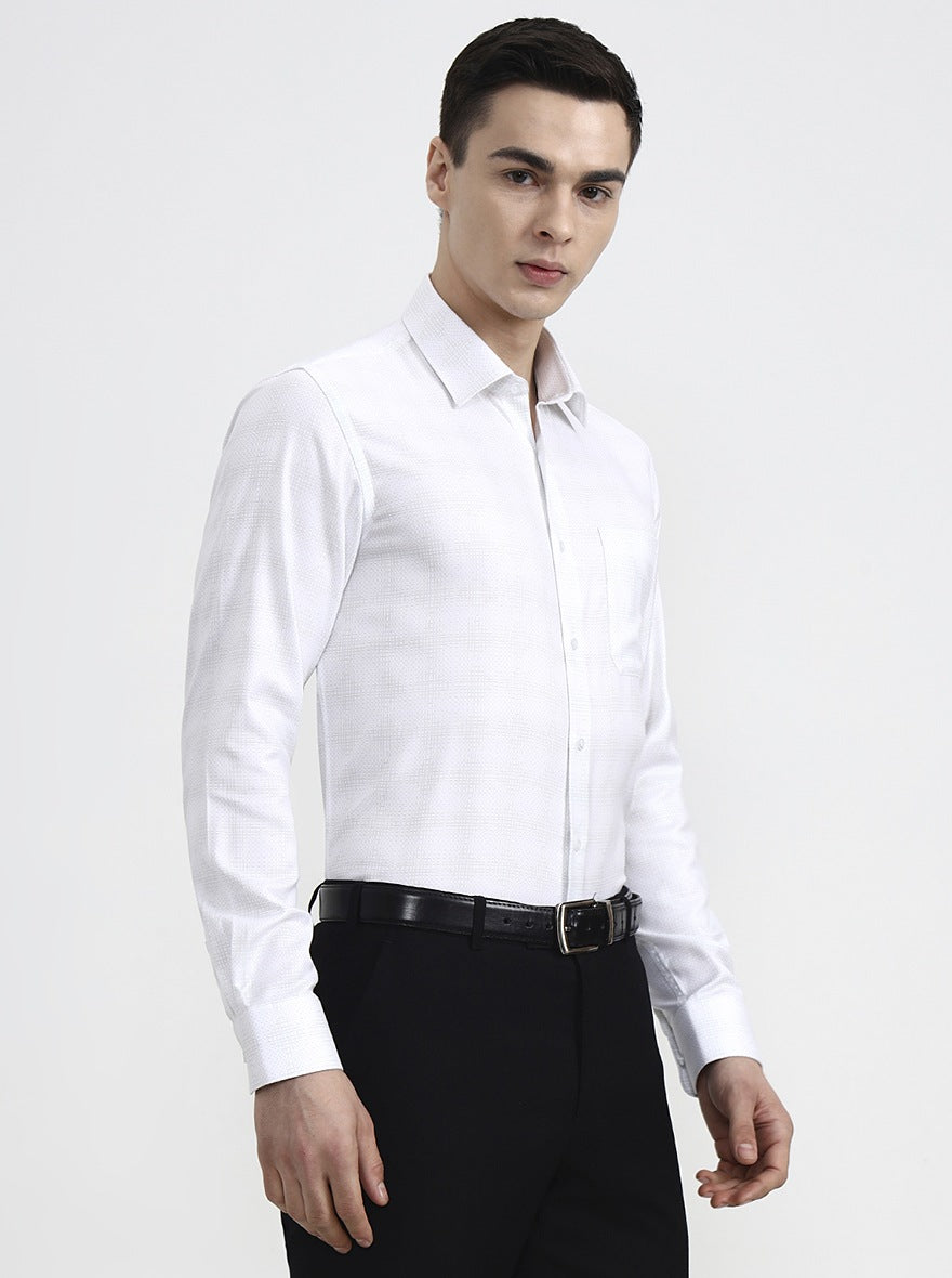 White & Base Pista Solid Slim Fit Formal Shirt | JadeBlue Youth