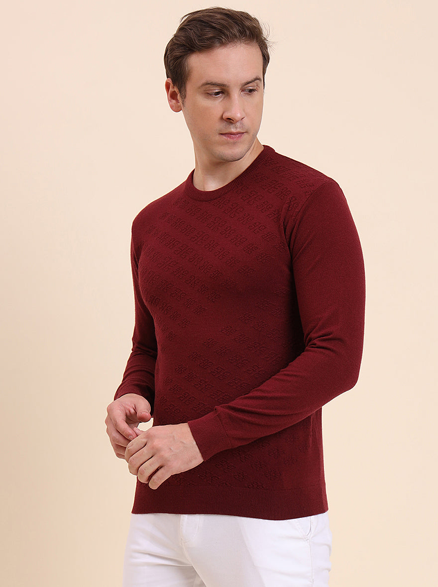 Maroon Checked Tailored Fit T-Shirt | JadeBlue