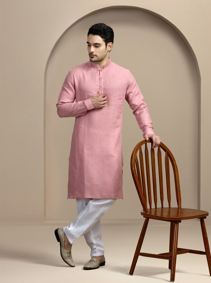 Pink Solid Kurta Pajama | Virasana