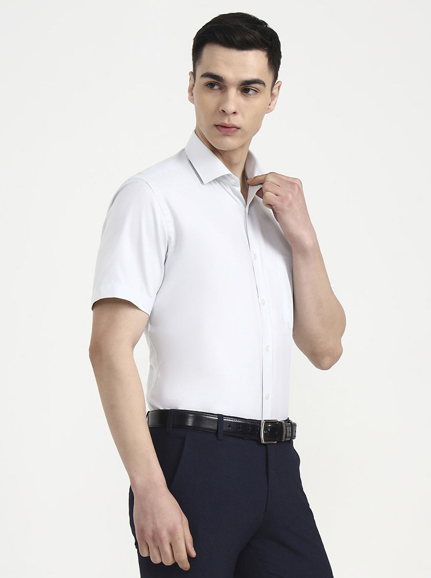 Light Grey Solid Regular Fit Formal Shirt | Greenfibre