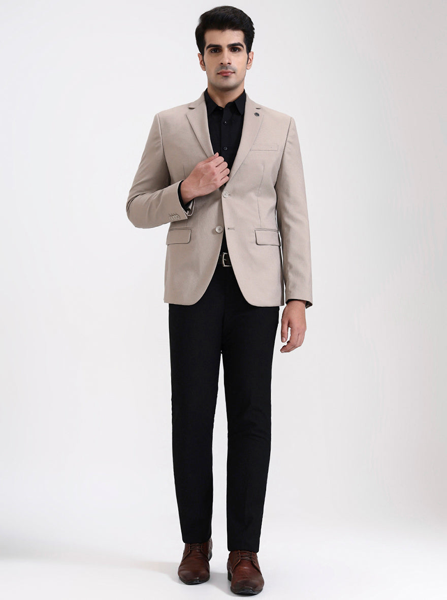Fawn Solid Regular Fit Blazer | JadeBlue