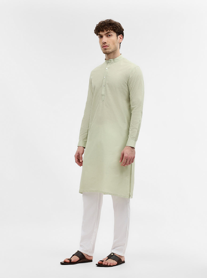 Pista Green Solid Modi Kurta | JadeBlue
