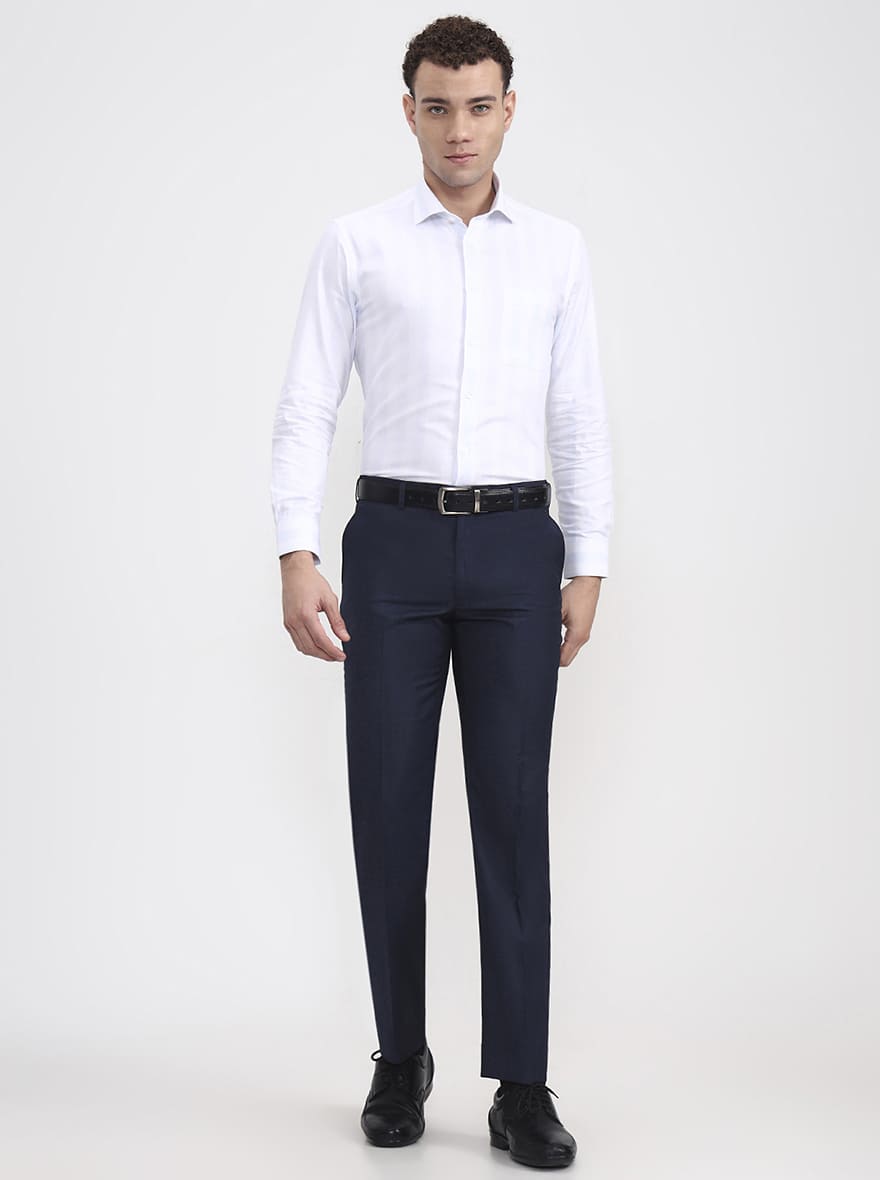Royal Blue Solid Regular Fit Formal Trouser | JadeBlue