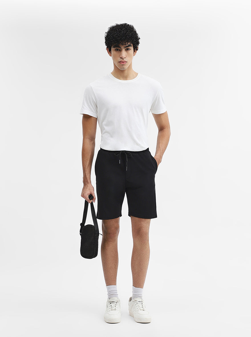 Black Solid Slim Fit Shorts | JadeBlue