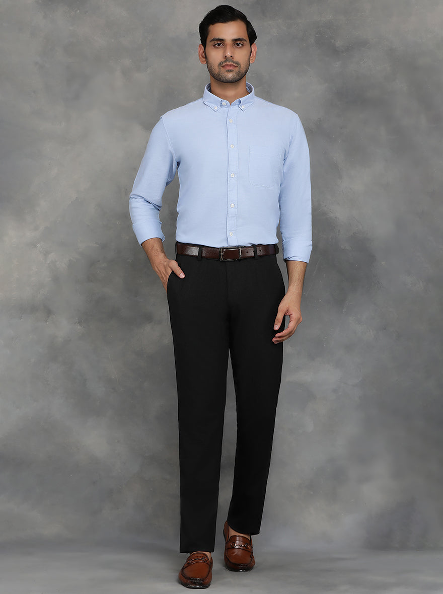 Light Blue Solid Slim Fit Casual Shirt | JadeBlue