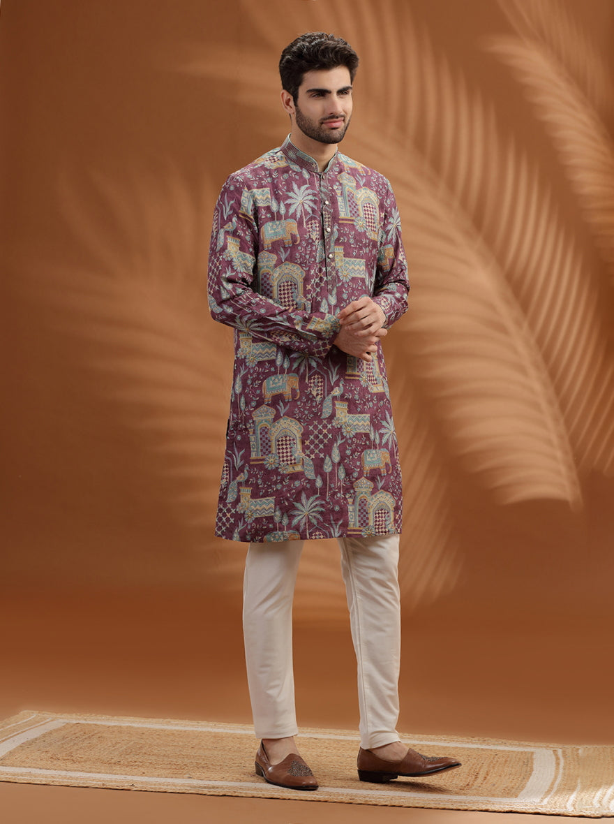 Dusty Purple Embroidered Kurta Pajama | TULA