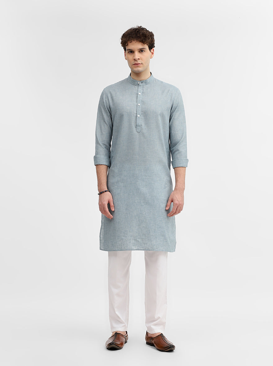 Steel Blue Solid Modi Kurta | JadeBlue