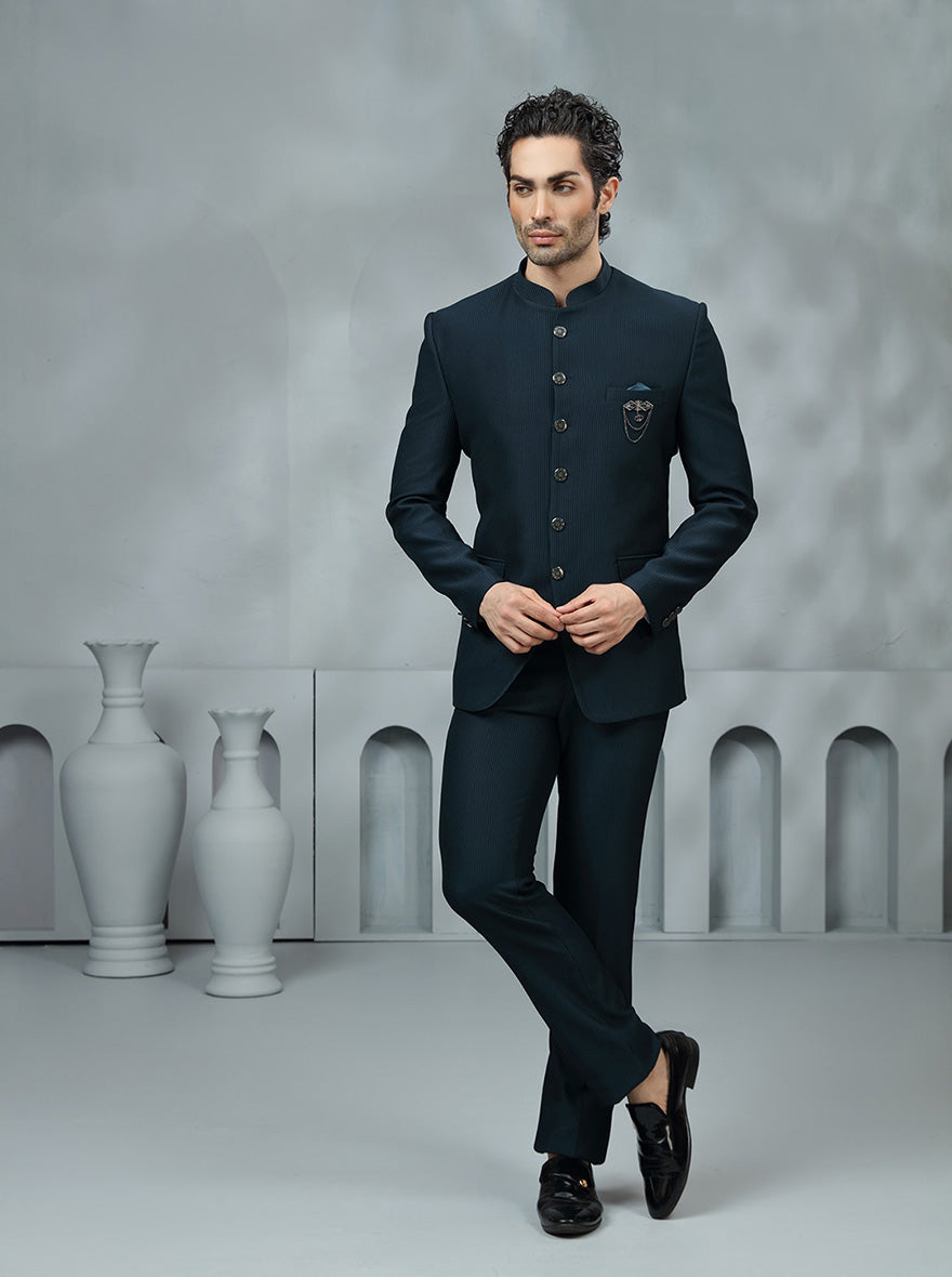 Green Solid Jodhpuri Suit | JadeBlue