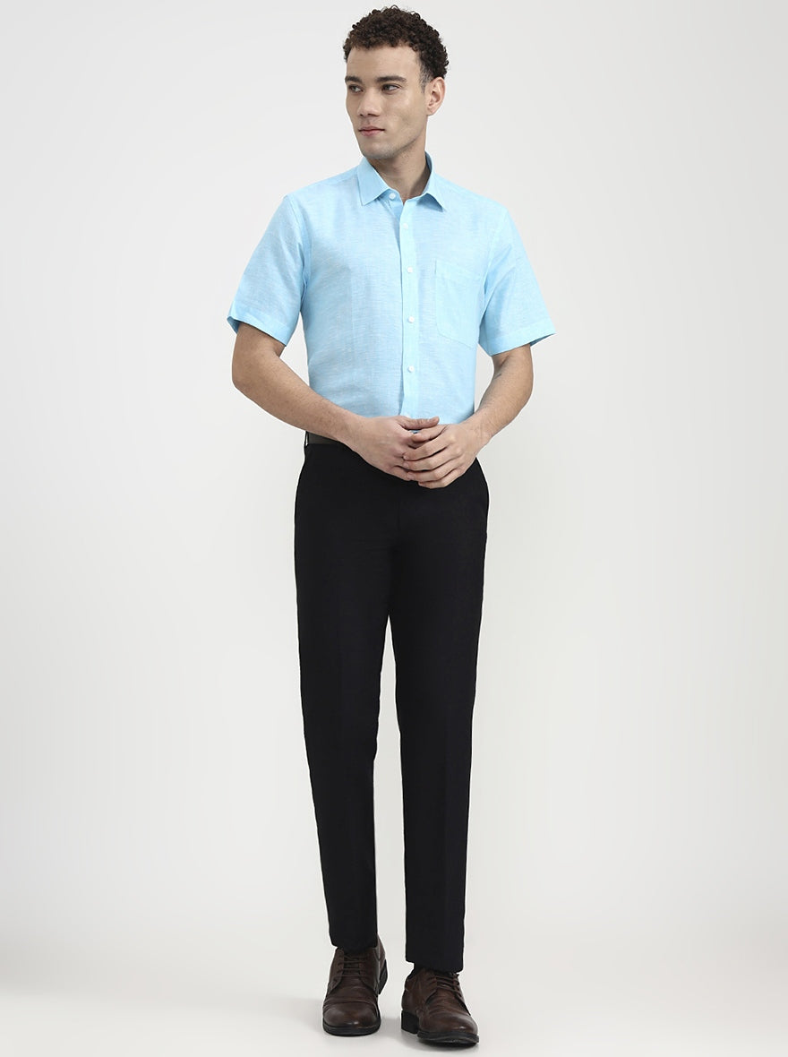 Black Solid Slim Fit Formal Trouser | JB Studio