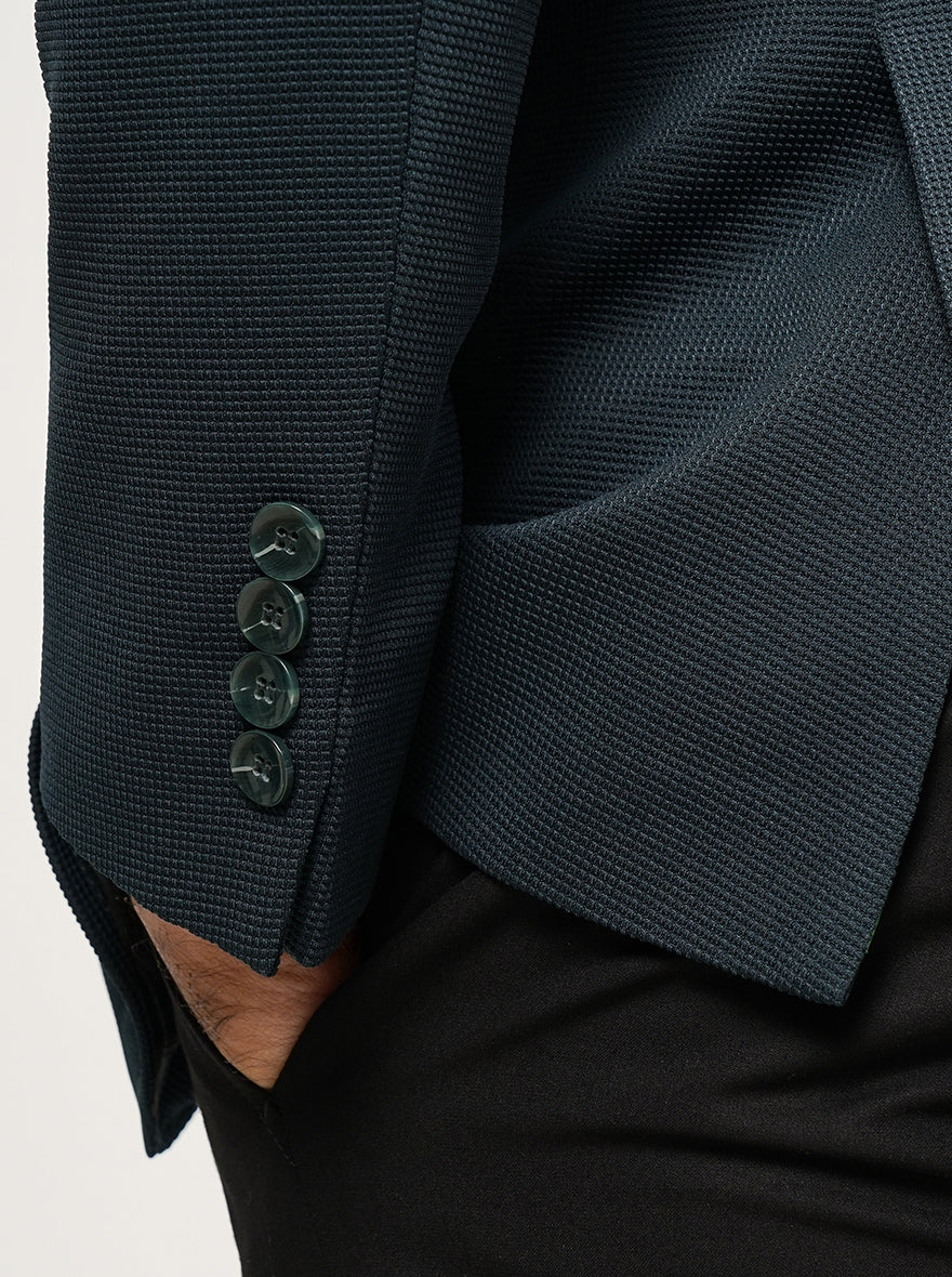 Green Solid Slim Fit Blazer | JB Studio