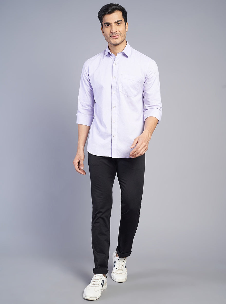 Purple Solid Slim Fit Semi Casual Shirt | JadeBlue