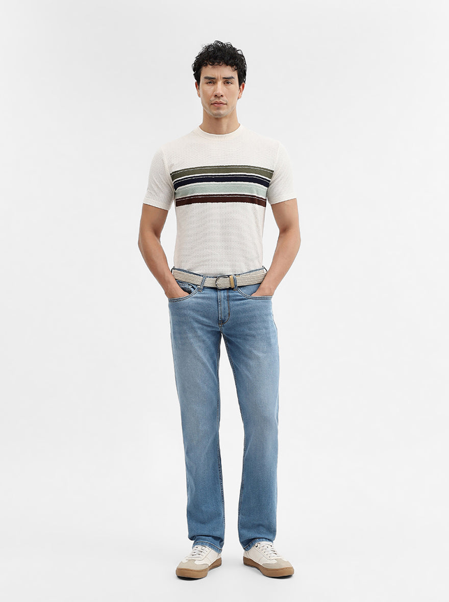Mid Blue Washed Straight Fit Jeans | JadeBlue