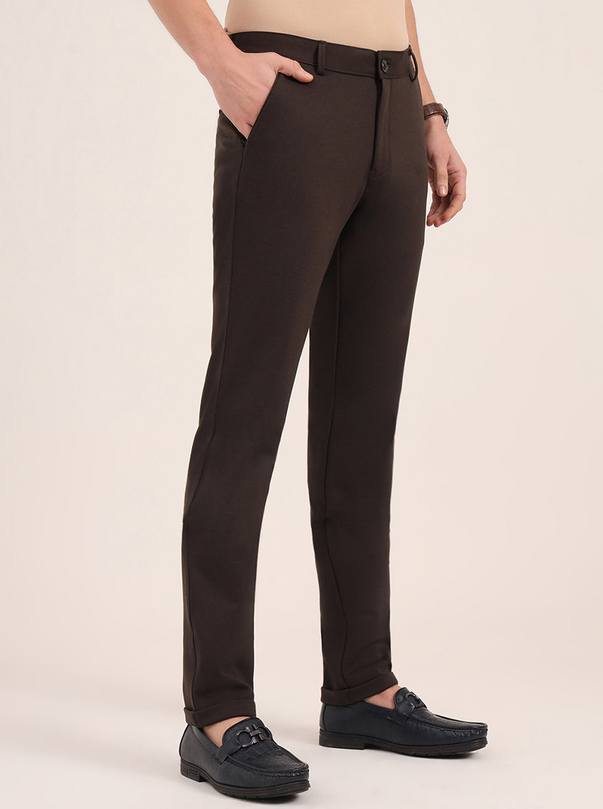 Olive Green Solid Slim Fit Club Wear Trouser | JB Studio