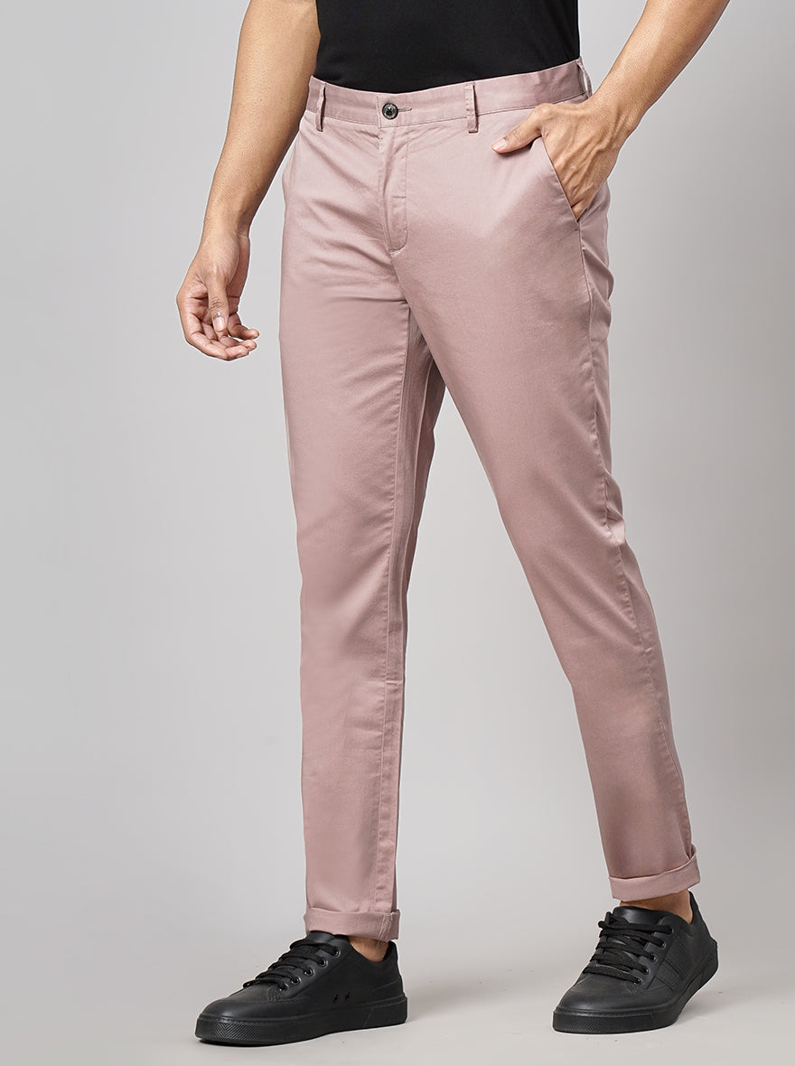Onion Pink Solid Uno Fit Casual Trouser | JadeBlue