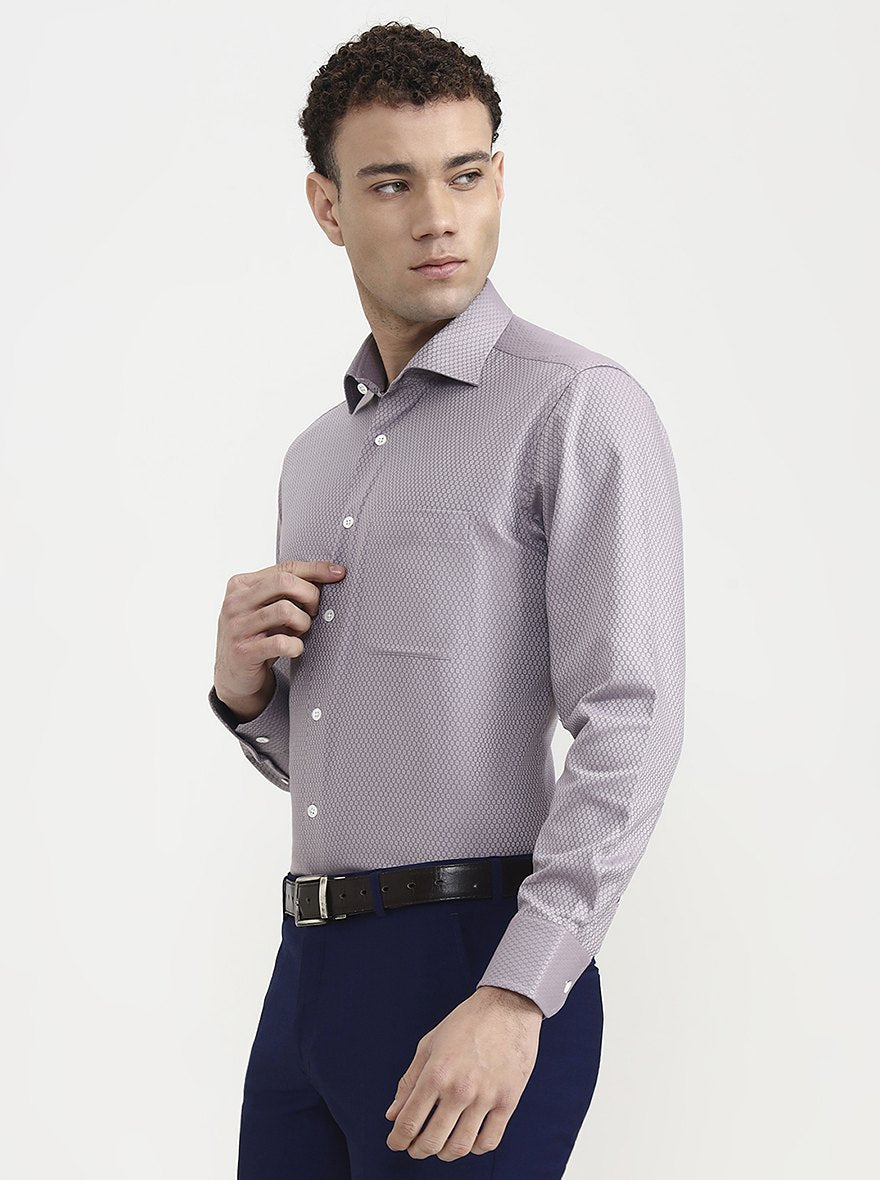 Purple Printed Slim Fit Formal Shirt | JadeBlue Super Luxe