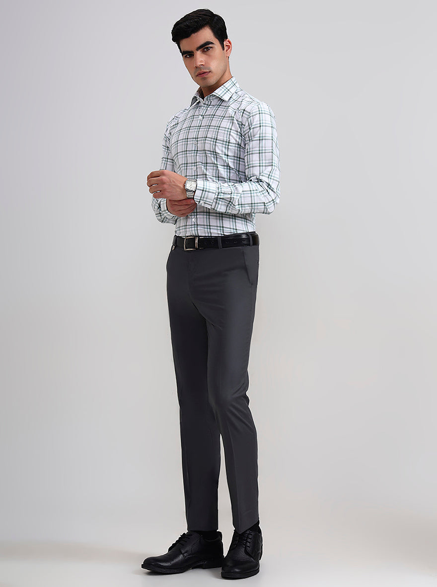 Dark Grey Solid Slim Fit Formal Trouser | JB Studio