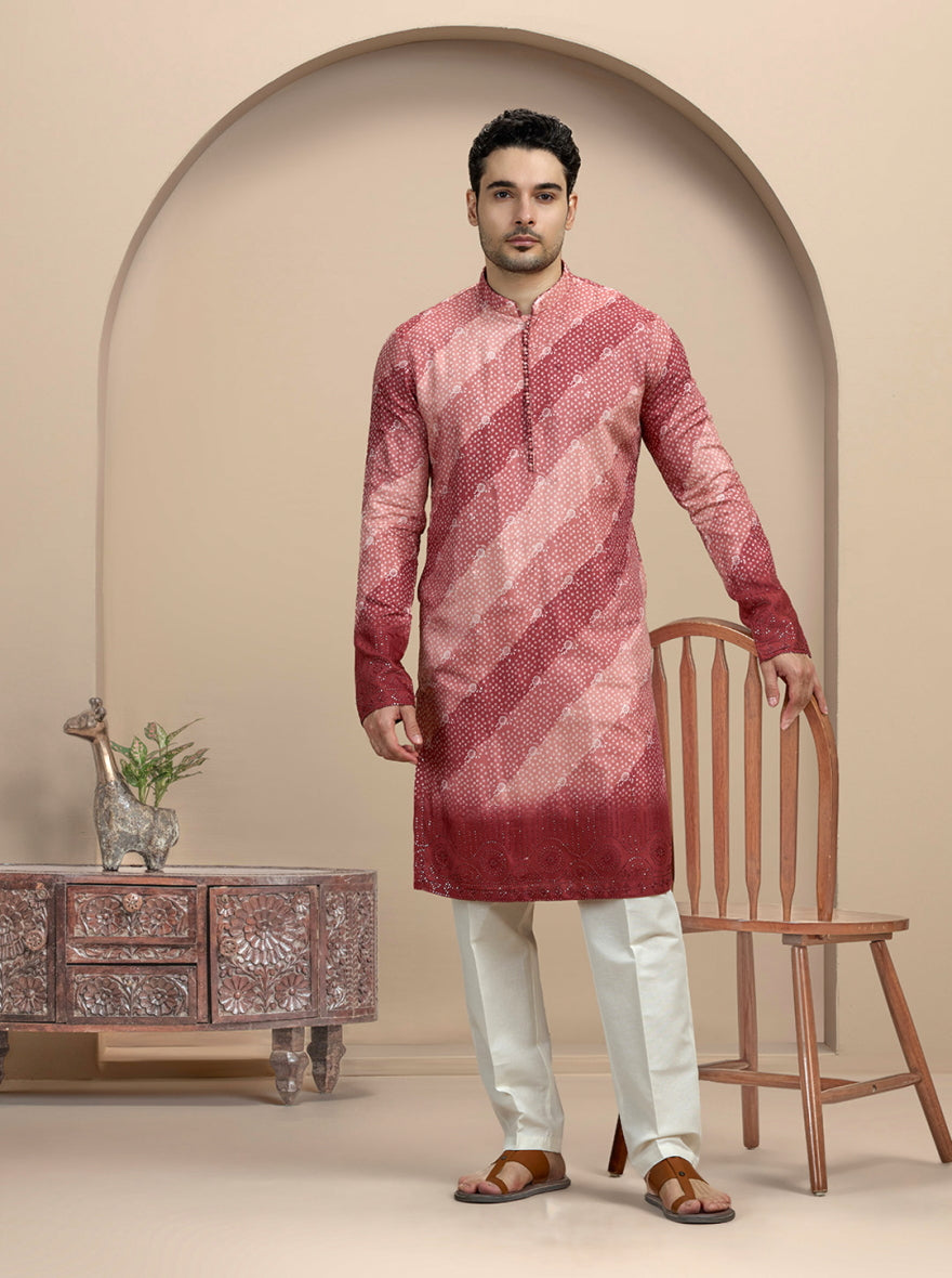 Maroon & Pink Printed Kurta Pajama | Virasana