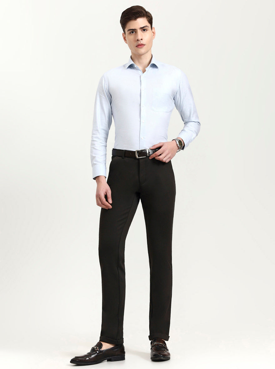 Olive Brown Solid Slim Fit Club Wear Trouser | Wyre