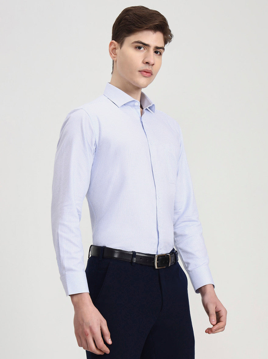 Blue Checked Slim Fit Formal Shirt | Metal