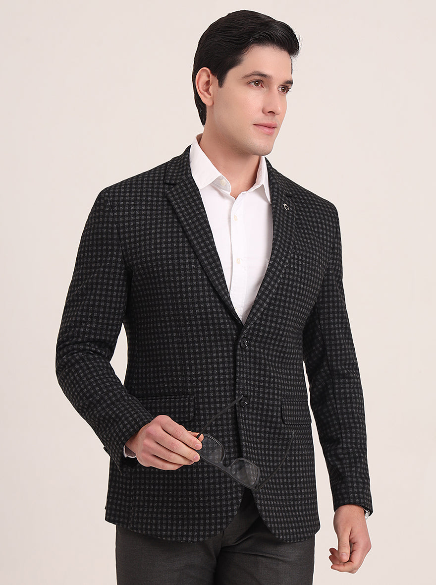 Grey Solid Regular Fit Blazer | JB Studio