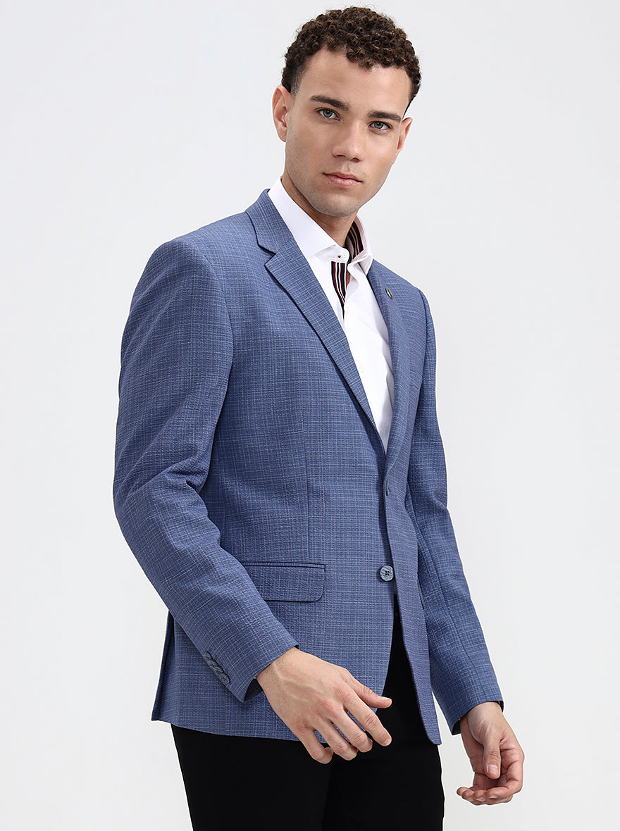 Blue Solid Regular Fit Blazer | Wyre
