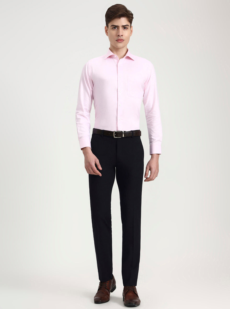 Blue Solid Slim Fit Formal Trouser | Wyre