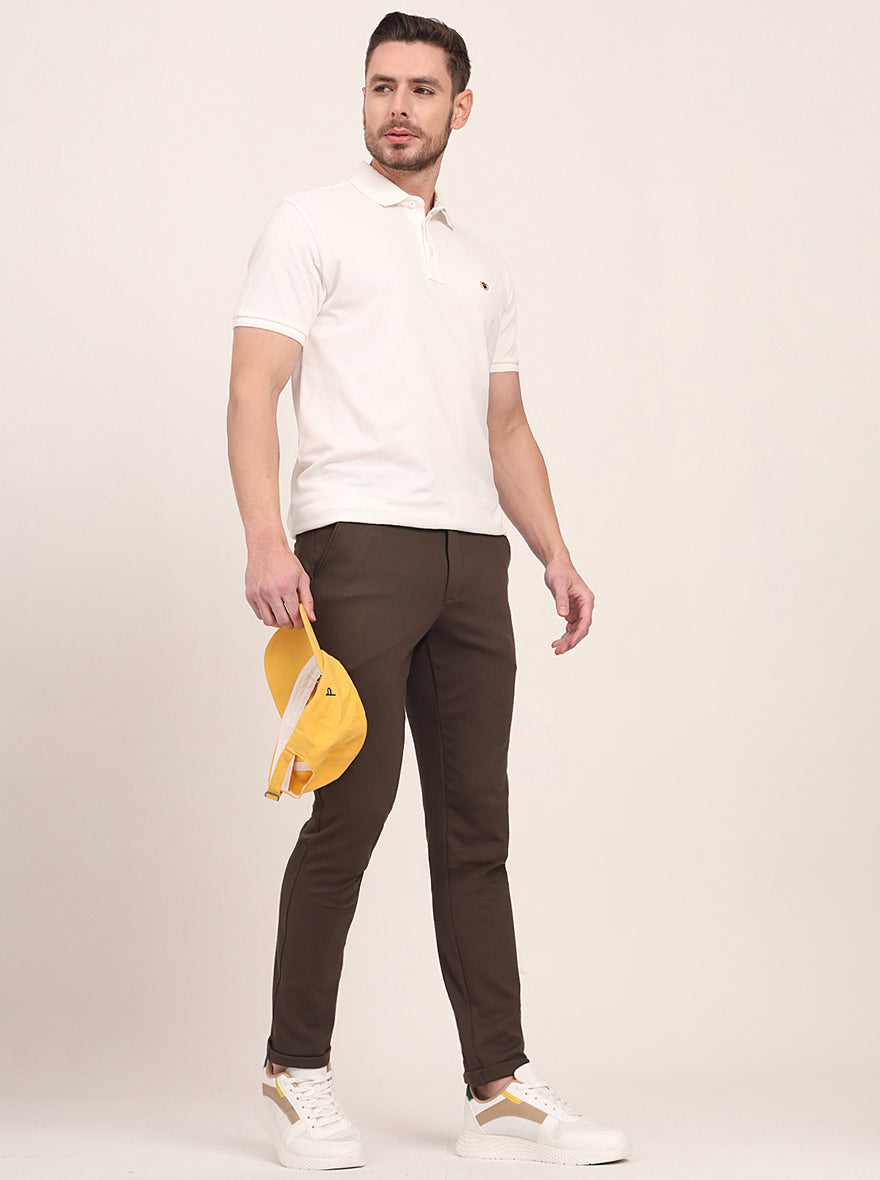 Olive Solid Venice Fit Casual Trouser | JadeBlue